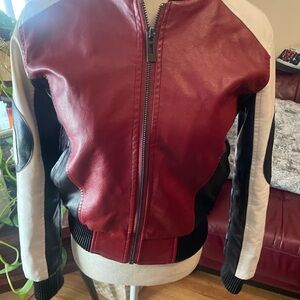 Robert Philip Sz large 8 ball faux leather jacket